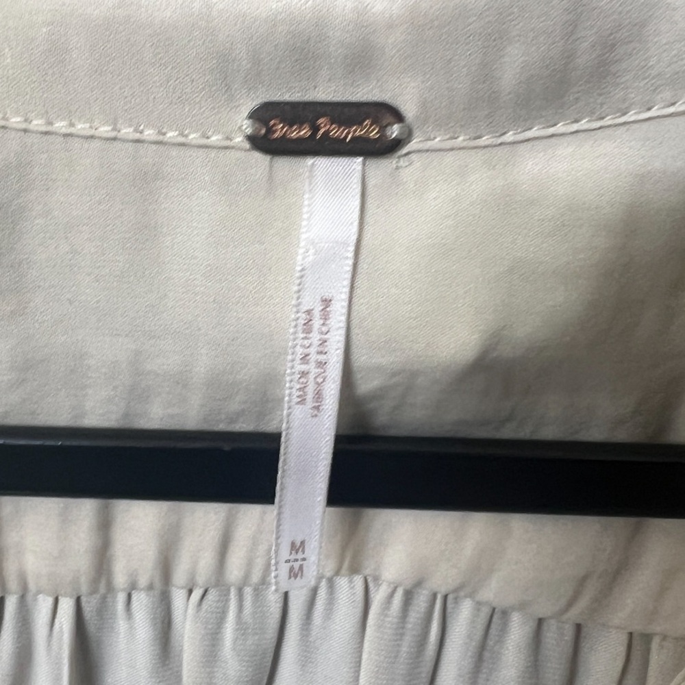 Free People Romantic Tie-front Business Blouse Crop Ivory Beige - Picture 3 of 7